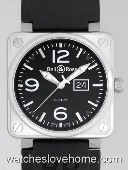 Automatic Bell & Ross 46 mm Square BR01 BR01-96 BIG DATE BLACK DIAL